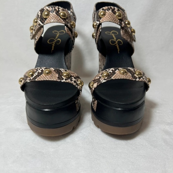 Jessica Simpson Snake Print Heels with Gold Studs - Picture 1 of 7